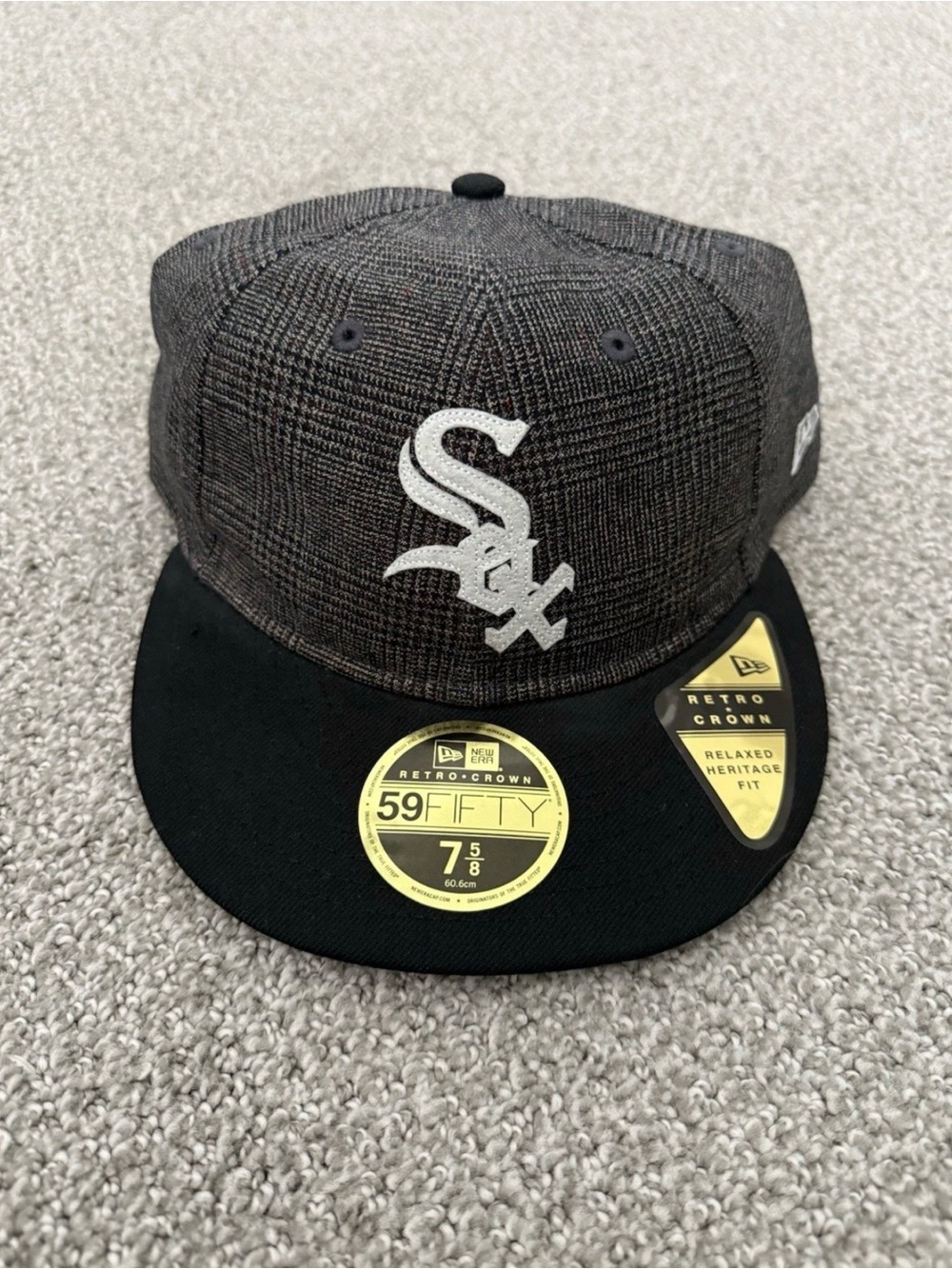 New Era Chicago White Sox Fitted Hat Plaid Retro Crown 7 5/8 59FIFTY Brand New!